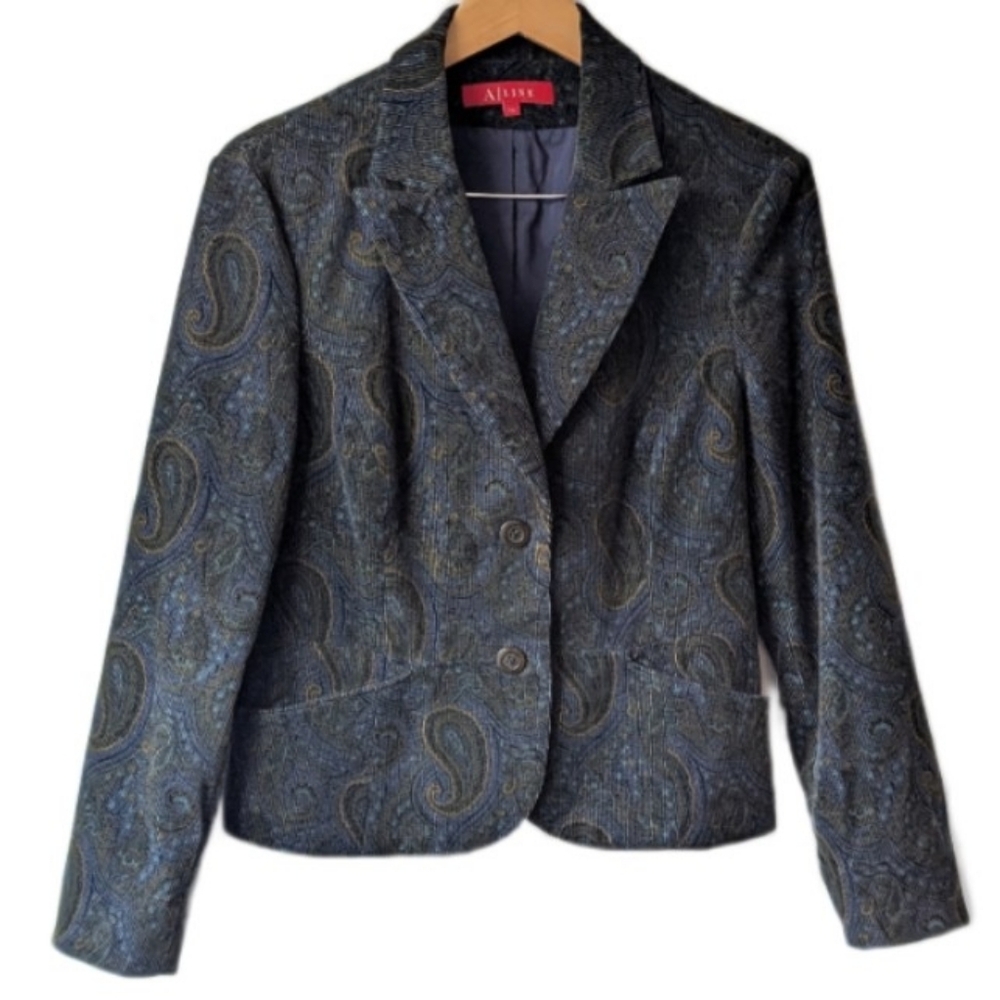 Vintage Paisley Corduroy Jacket Blazer Size 10